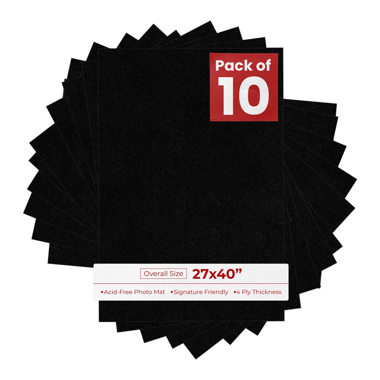 Black with Black Core 27x40 Uncut Mat Board - Blank Sheets, No Opening